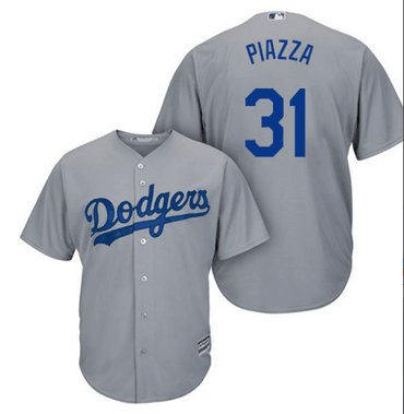 Dodgers #31 Mike Piazza Grey  Stitched MLB Jersey