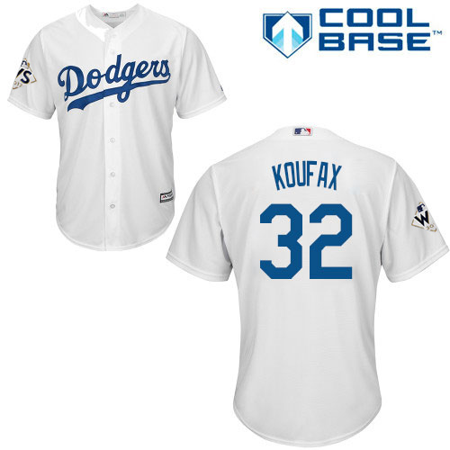 Dodgers #32 Sandy Koufax White Cool Base 2017 World Series Bound Stitched Youth MLB Jersey
