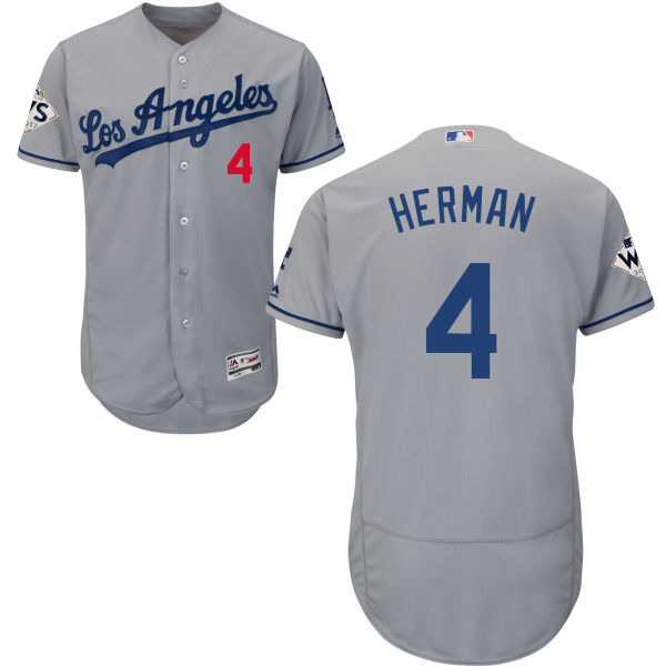 Dodgers #4 Babe Herman Grey Flexbase Authentic Collection 2017 World Series Bound Stitched MLB Jersey