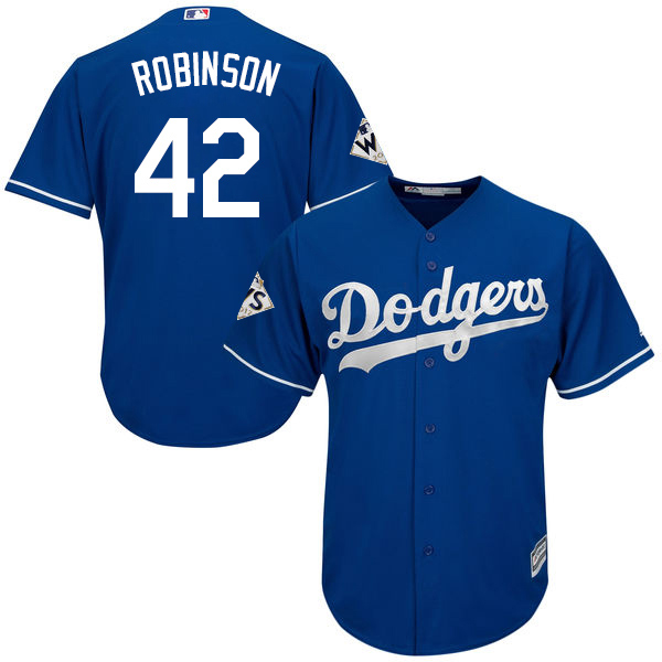 Dodgers #42 Jackie Robinson Blue Cool Base 2017 World Series Bound Stitched Youth MLB Jersey