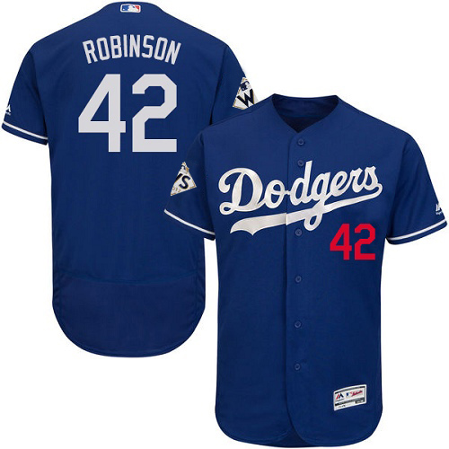 Dodgers #42 Jackie Robinson Blue Flexbase Authentic Collection 2017 World Series Bound Stitched MLB Jersey