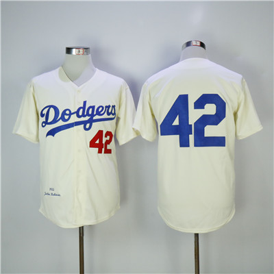 Dodgers #42 Jackie Robinson Cream Cooperstown Collection Throwback Stitched MLB Jersey Dodgers #42 Jackie Robinson Cream Cooperstown Collection Throwback Stitched MLB Jersey