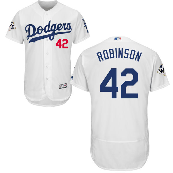 Dodgers #42 Jackie Robinson White Flexbase Authentic Collection 2017 World Series Bound Stitched MLB Jersey