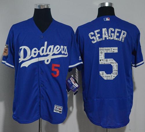Dodgers #5 Corey Seager Blue 2017 Spring Training Authentic FlexBase Stitched MLB Jersey