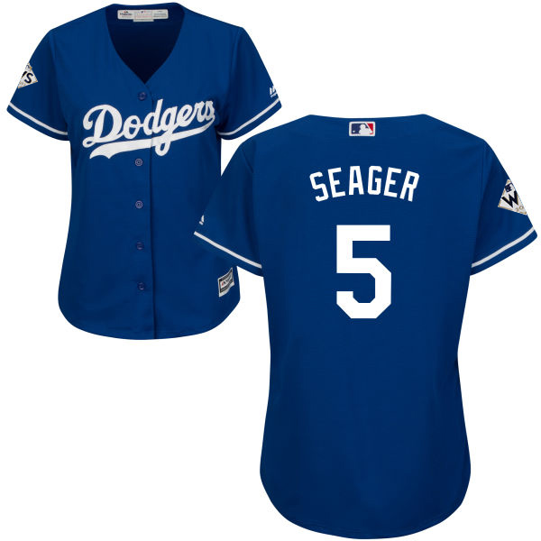 Dodgers #5 Corey Seager Blue Alternate 2017 World Series Bound Women's Stitched MLB Jersey