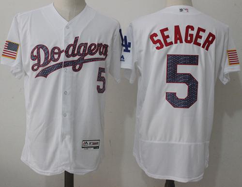 Dodgers #5 Corey Seager White Fashion Stars & Stripes Flexbase Authentic Stitched MLB Jersey Dodgers #5 Corey Seager White Fashion Stars & Stripes Flexbase Authentic Stitched MLB Jersey
