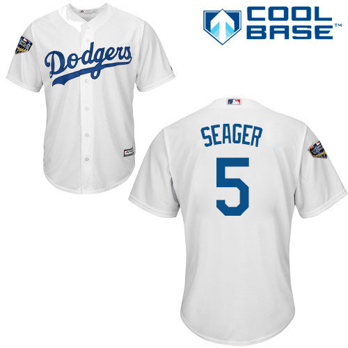 Dodgers #5 Corey Seager White New Cool Base 2018 World Series Stitched MLB Jersey