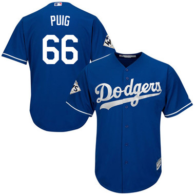 Dodgers #66 Yasiel Puig Blue Cool Base 2017 World Series Bound Stitched Youth MLB Jersey