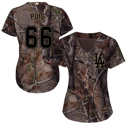 Dodgers #66 Yasiel Puig Camo Realtree Collection Cool Base Women's Stitched Baseball Jersey Dodgers #66 Yasiel Puig Camo Realtree Collection Cool Base Women's Stitched Baseball Jersey
