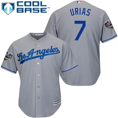Dodgers #7 Julio Urias Grey Cool Base 2018 World Series Stitched Youth MLB Jersey Dodgers #7 Julio Urias Grey Cool Base 2018 World Series Stitched Youth MLB Jersey