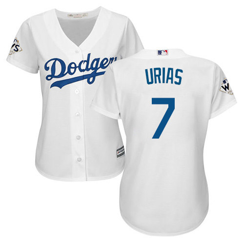 Dodgers #7 Julio Urias White Home 2017 World Series Bound Women's Stitched MLB Jersey