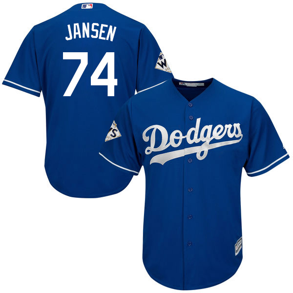 Dodgers #74 Kenley Jansen Blue Cool Base 2017 World Series Bound Stitched Youth MLB Jersey