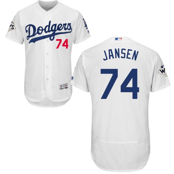 Dodgers #74 Kenley Jansen White Flexbase Authentic Collection 2017 World Series Bound Stitched MLB Jersey