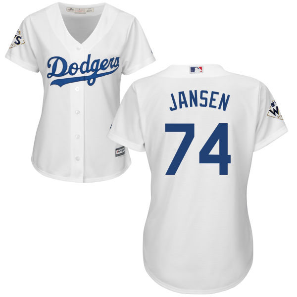 Dodgers #74 Kenley Jansen White Home 2017 World Series Bound Women's Stitched MLB Jersey