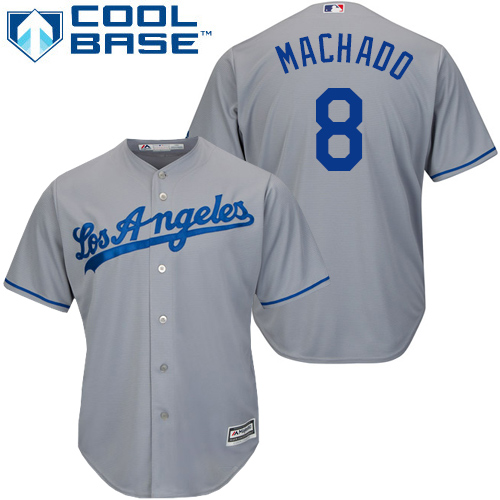 Dodgers #8 Manny Machado Grey Cool Base Stitched Youth Baseball Jersey