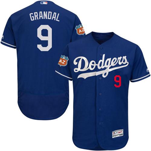 Dodgers #9 Yasmani Grandal Blue Flexbase Authentic Collection Stitched MLB Jersey Dodgers #9 Yasmani Grandal Blue Flexbase Authentic Collection Stitched MLB Jersey