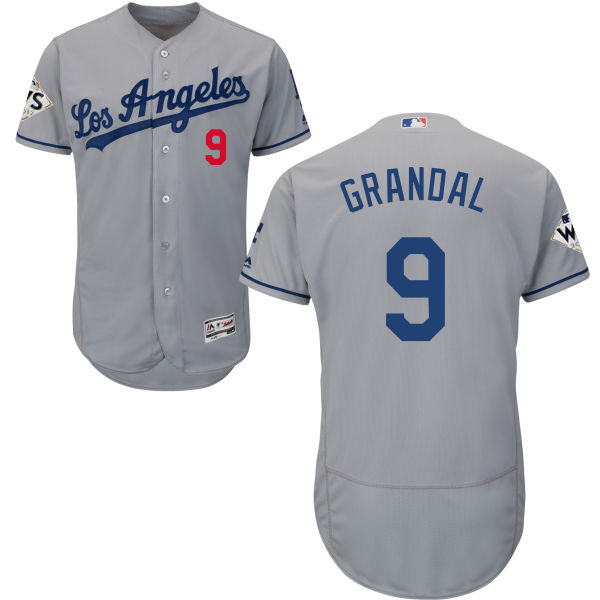 Dodgers #9 Yasmani Grandal Grey Flexbase Authentic Collection 2017 World Series Bound Stitched MLB Jersey