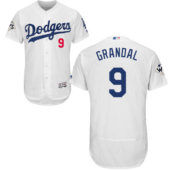 Dodgers #9 Yasmani Grandal White Flexbase Authentic Collection 2017 World Series Bound Stitched MLB Jersey