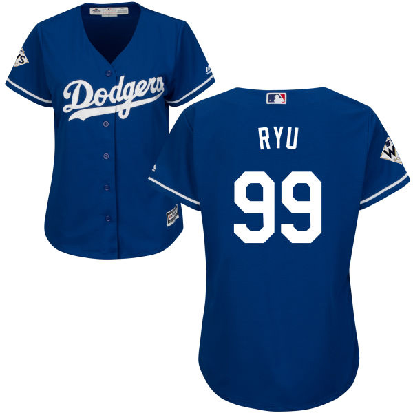 Dodgers #99 Hyun-Jin Ryu Blue Alternate 2017 World Series Bound Women's Stitched MLB Jersey