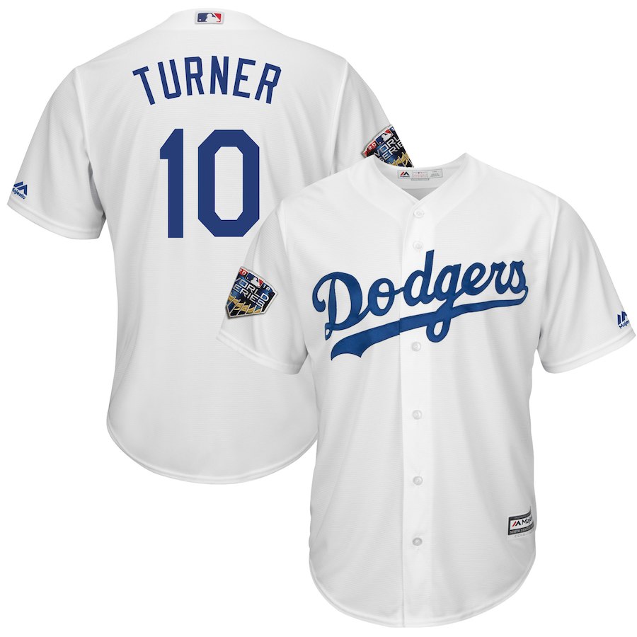 Dodgers 10 Justin Turner White 2018 World Series Cool Base Player Jersey Dodgers 10 Justin Turner White 2018 World Series Cool Base Player Jersey