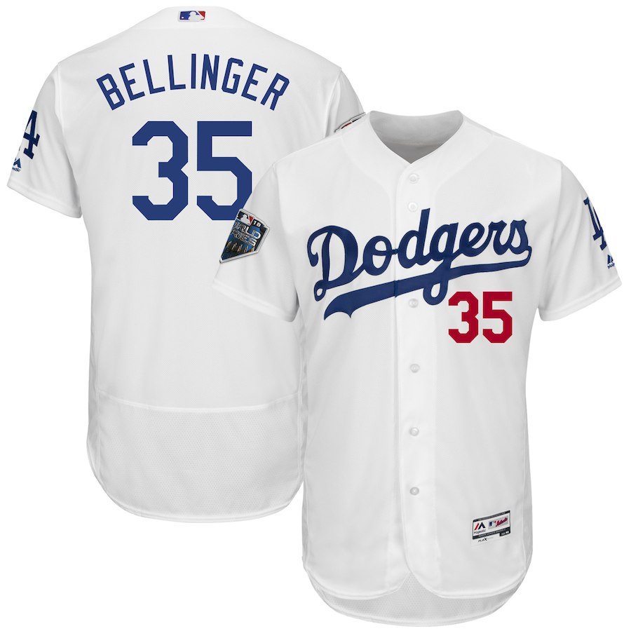 Dodgers 35 Cody Bellinger White 2018 World Series Flexbase Player Jersey Dodgers 35 Cody Bellinger White 2018 World Series Flexbase Player Jersey