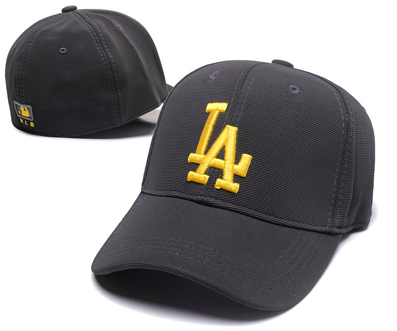 Dodgers Team Logo Gray Peaked Stretch Fitted Hat SG