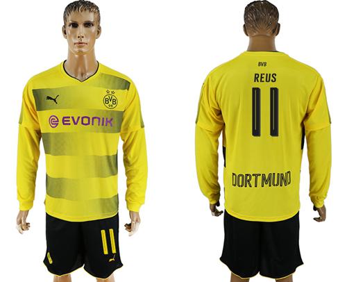 Dortmund #11 Reus Home Long Sleeves Soccer Club Jersey Dortmund #11 Reus Home Long Sleeves Soccer Club Jersey