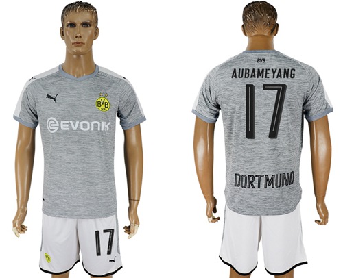 Dortmund #17 Aubameyang Grey Soccer Club Jersey Dortmund #17 Aubameyang Grey Soccer Club Jersey