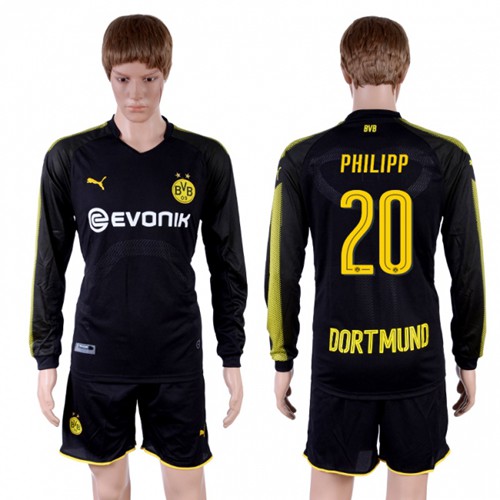 Dortmund #20 Philipp Away Long Sleeves Soccer Club Jersey