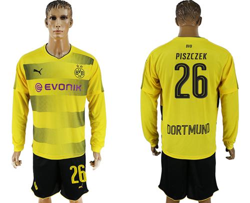 Dortmund #26 Piszczek Home Long Sleeves Soccer Club Jersey Dortmund #26 Piszczek Home Long Sleeves Soccer Club Jersey