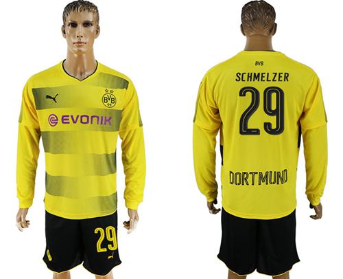 Dortmund #29 Schmelzer Home Long Sleeves Soccer Club Jersey Dortmund #29 Schmelzer Home Long Sleeves Soccer Club Jersey