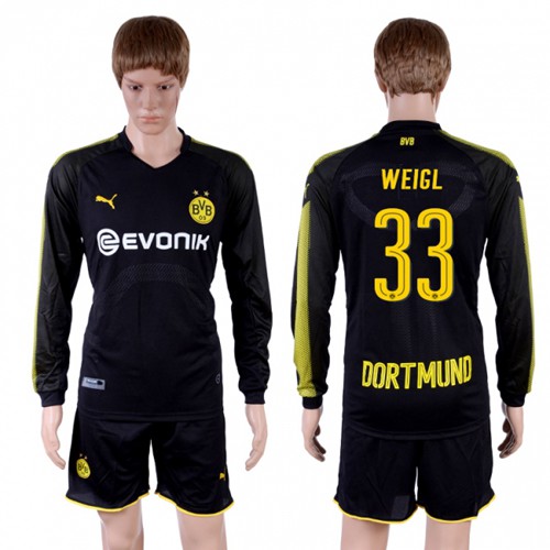 Dortmund #33 Weigl Away Long Sleeves Soccer Club Jersey Dortmund #33 Weigl Away Long Sleeves Soccer Club Jersey