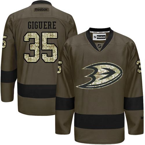 Ducks #35 Jean-Sebastien Giguere Green Salute to Service Stitched NHL Jersey Ducks #35 Jean-Sebastien Giguere Green Salute to Service Stitched NHL Jersey