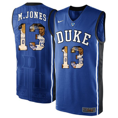 Duke Blue Devils 13 Matt Jones Blue With Portrait Print College Basketball Jersey Duke Blue Devils 13 Matt Jones Blue With Portrait Print College Basketball Jersey
