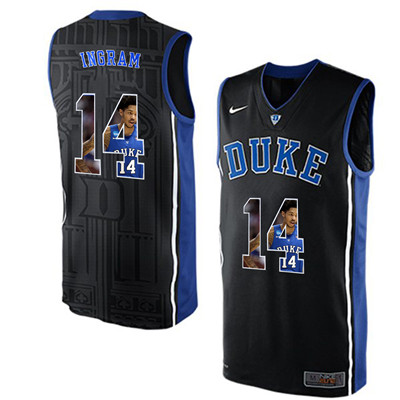 Duke Blue Devils 14 Brandon Ingram Black With Portrait Print College Basketball Jersey Duke Blue Devils 14 Brandon Ingram Black With Portrait Print College Basketball Jersey