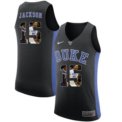 Duke Blue Devils 15 Frank Jackson Black With Portrait Print College Basketball Jersey4