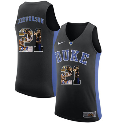 Duke Blue Devils 21 Amile Jefferson Black With Portrait Print College Basketball Jersey4