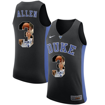 Duke Blue Devils 3 Grayson Allen Black With Portrait Print College Basketball Jersey2