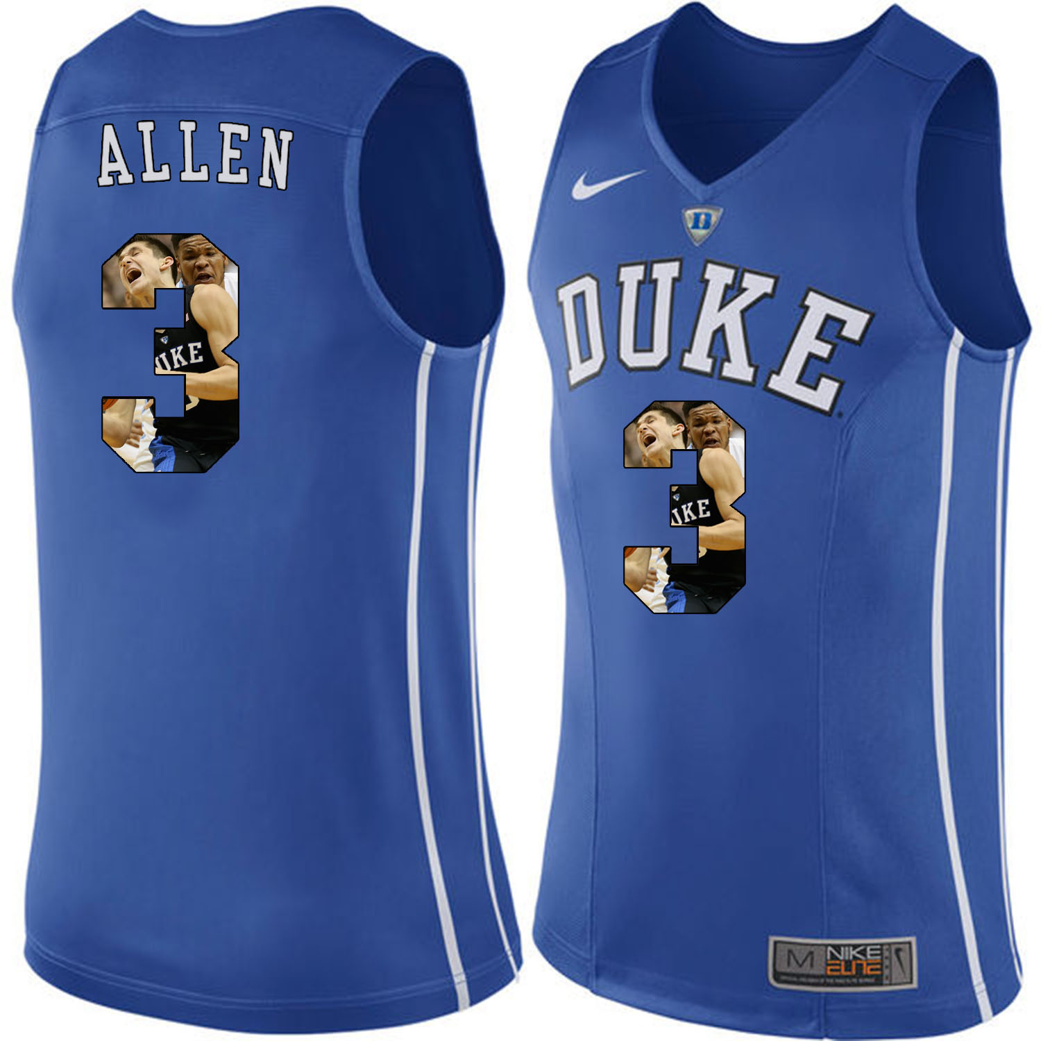 Duke Blue Devils 3 Grayson Allen Blue With Portrait Print College Basketball Jersey2