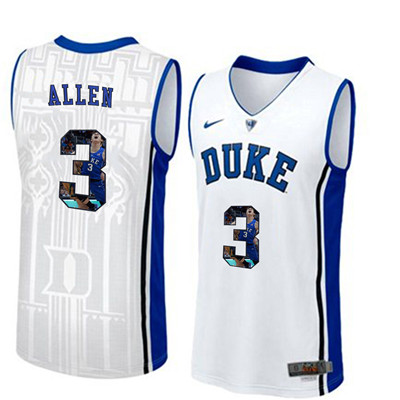 Duke Blue Devils 3 Grayson Allen White With Portrait Print College Basketball Jersey4 Duke Blue Devils 3 Grayson Allen White With Portrait Print College Basketball Jersey4