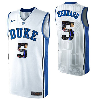 Duke Blue Devils 5 Luke Kennard White With Portrait Print College Basketball Jersey2