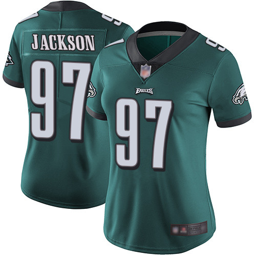 Eagles #97 Malik Jackson Midnight Green Team Color Women's Stitched Football Vapor Untouchable Limited  Jersey