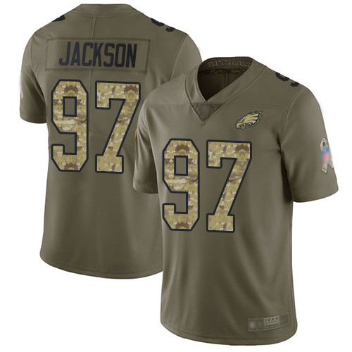 Eagles #97 Malik Jackson Olive Camo Men's Stitched Football Limited 2017 Salute To Service Jersey