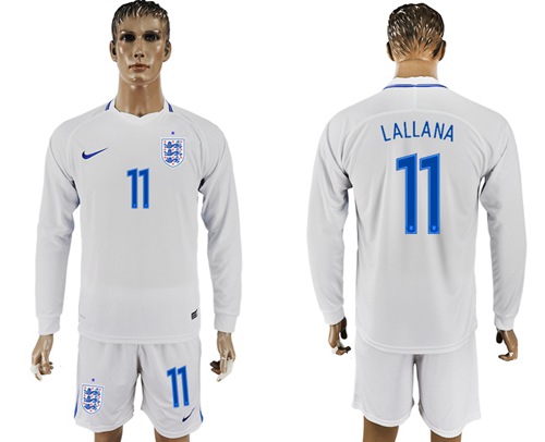 England #11 Lallana Home Long Sleeves Soccer Country Jersey England #11 Lallana Home Long Sleeves Soccer Country Jersey