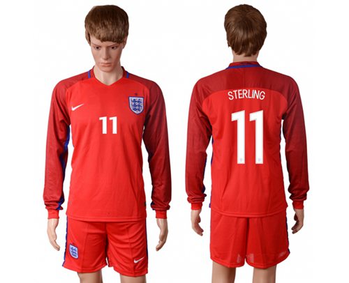England #11 Sterling Away Long Sleeves Soccer Country Jersey England #11 Sterling Away Long Sleeves Soccer Country Jersey