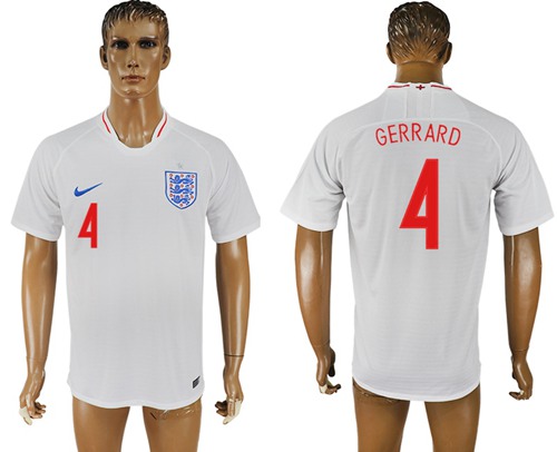 England #4 Gerrard Home Thai Version Soccer Country Jersey England #4 Gerrard Home Thai Version Soccer Country Jersey