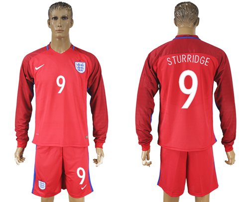 England #9 Sturridge Away Long Sleeves Soccer Country Jersey England #9 Sturridge Away Long Sleeves Soccer Country Jersey