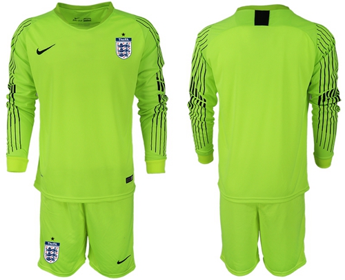 England Blank Green Long Sleeves Goalkeeper Soccer Country Jersey