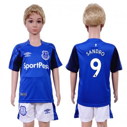 Everton #9 Sandro Home Kid Soccer Club Jersey Everton #9 Sandro Home Kid Soccer Club Jersey