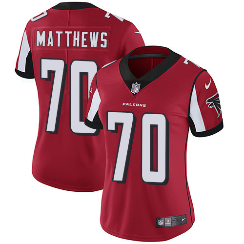 Falcons #70 Jake Matthews Red Team Color Women's Stitched Football Vapor Untouchable Limited Jersey Falcons #70 Jake Matthews Red Team Color Women's Stitched Football Vapor Untouchable Limited Jersey